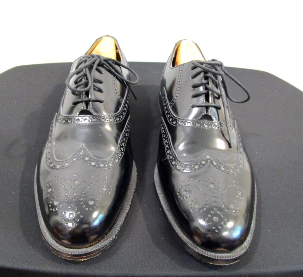 Cole Haan Connolly Black Glossy Leather Wingtip Oxford Dress Shoes Men 11 D